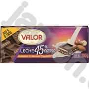 Шоколад молочный 45% какао с миндалем и лесным орехом (Валор) 0,200 кг